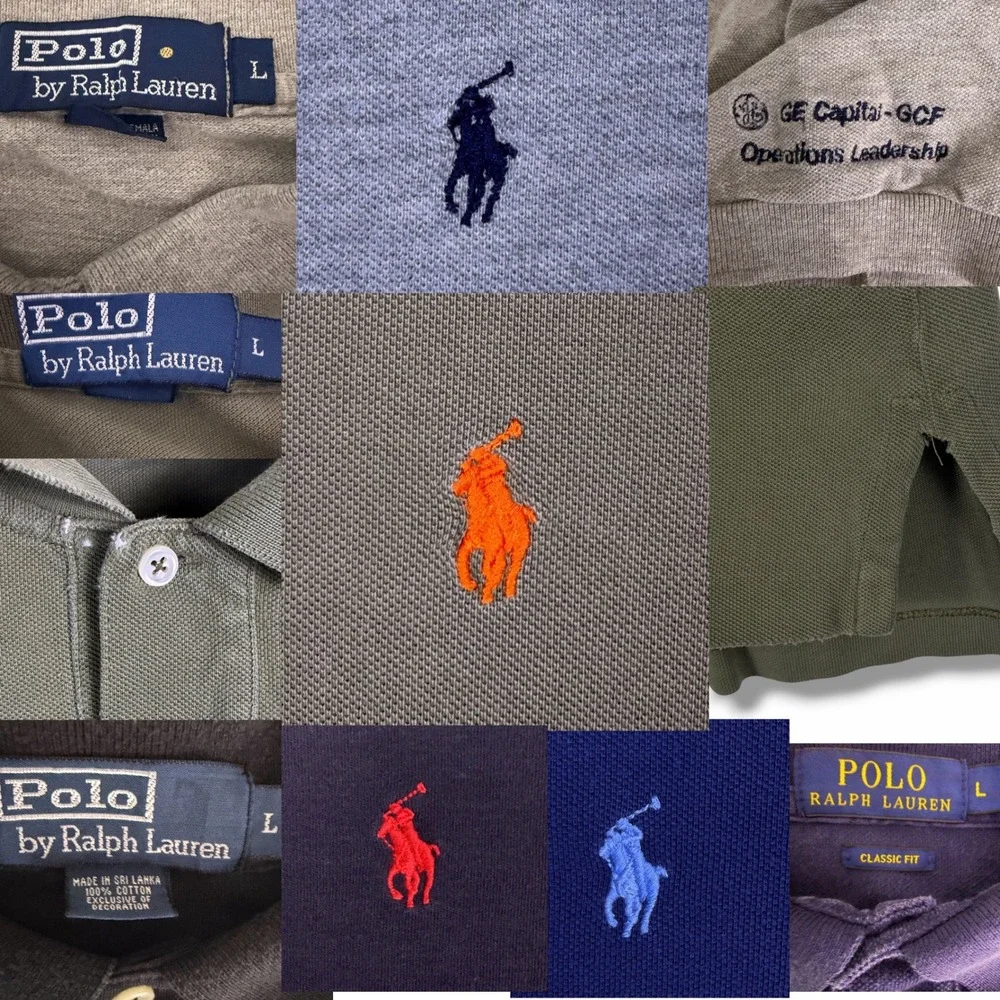 Polo Ralph Lauren Polo Shirt Mens L Olive Green Classic Pique Cotton Pony Prep